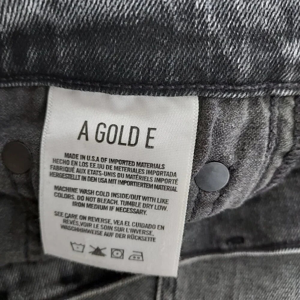 Agolde Sophie Hi Rise Skinny Raw Hem Washed Black/Gray Jeans Size 25